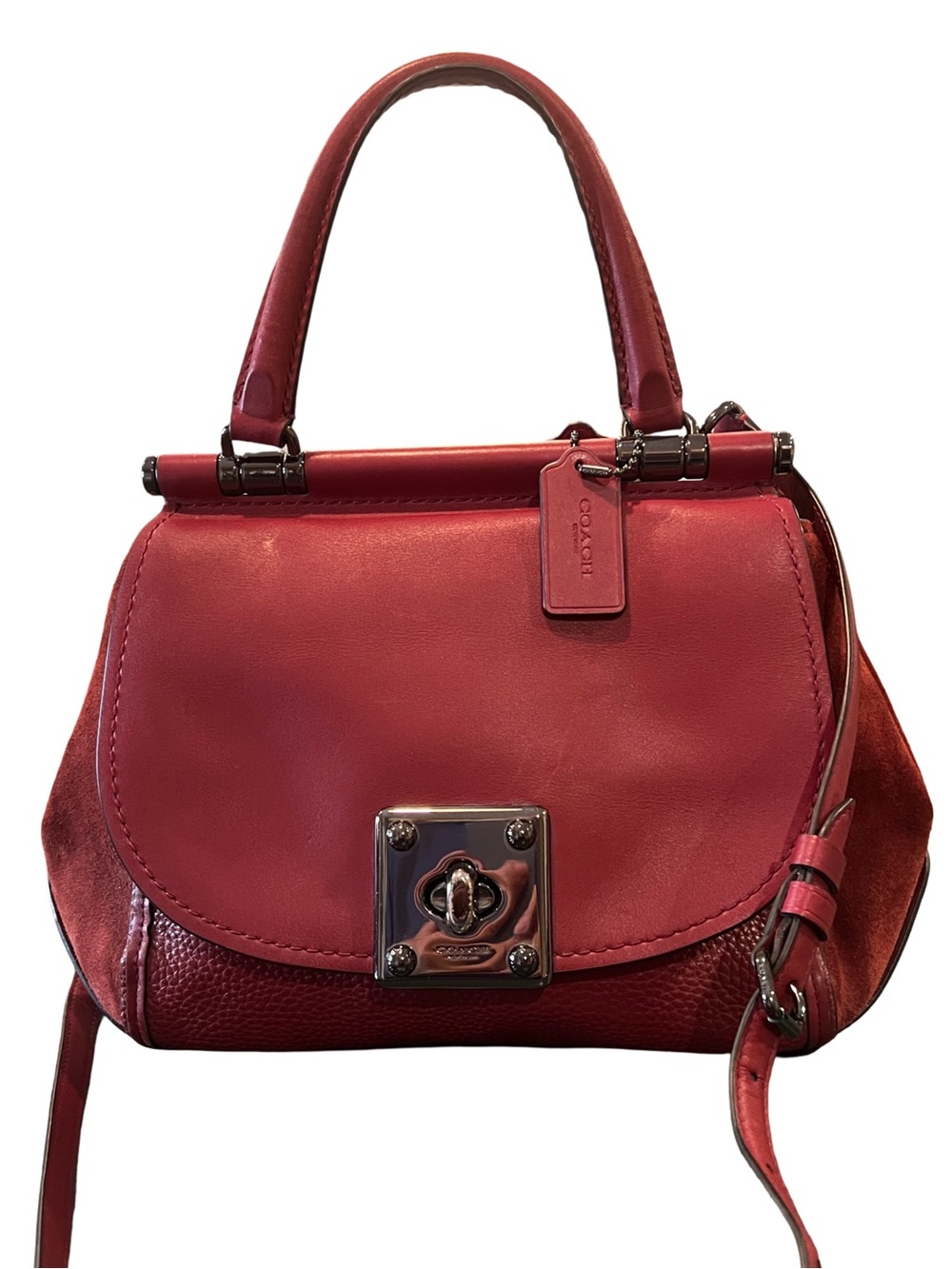 Coach Drifter Top-handle Satche! (Model 38388) Red Leather Purse Shoulder Bag